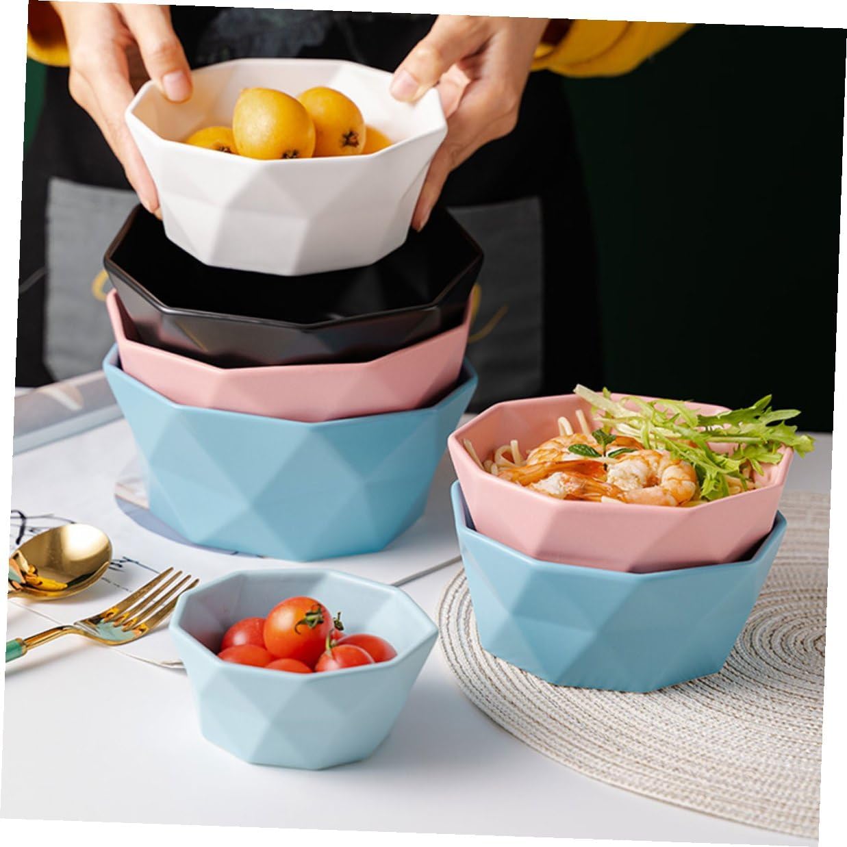 2pcs Ceramic Rice Bowls Xmas for Salad Soup Ramen Quick Meals