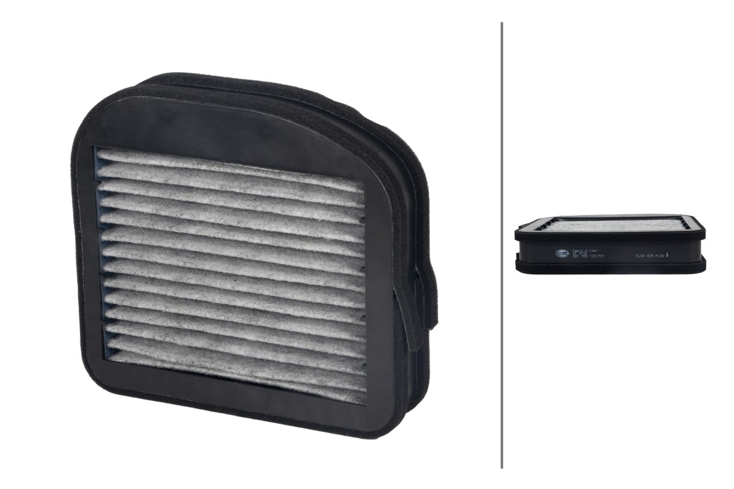 HELLA 8ZC 366 123-721 - Filtro abitacolo CF372C, filtro ai carboni attivi, per Mercedes Benz Classe E (W210) E 220 CDI