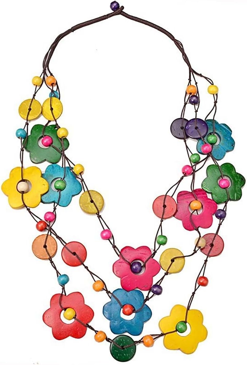 Boho Necklace for Women Long Layered Wooden Leather Leaf Pendant Statement Necklace Vintage Boho Jewelry - Image 6