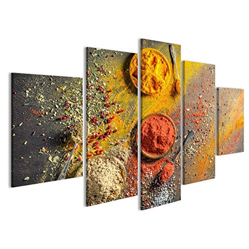 Qualità stampa superiore Quadro moderno Spezie ed erbe vivaci sul vecchio tavolo Stampa su tela - Quadri moderni x poltrone salotto cucina mobili ufficio casa - fotografica formato XXL GZM