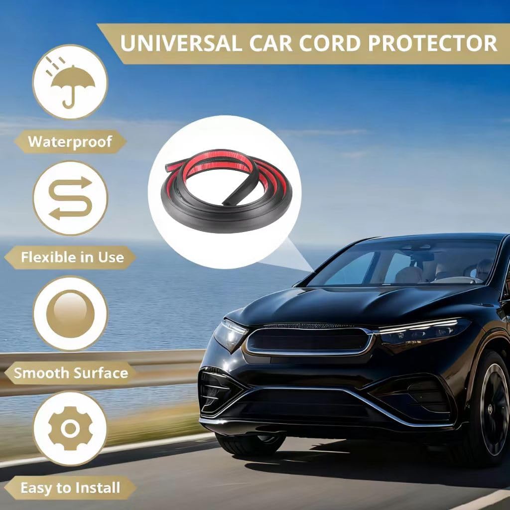 2 PC-6.56 Ft Car Cable Wire Hider with Adhesive Backing Windshield Wire Hider Universal Car Cord Concealer for Car Roof Rack Light Bar