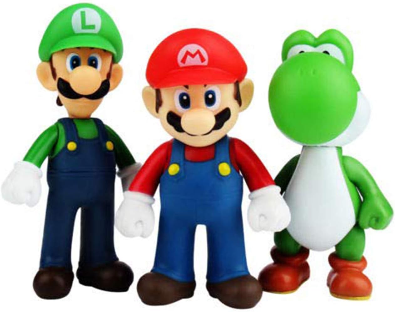 Set of 3 Pcs Super Mario Bros Luigi, Mario, Yoshi Action Figures Toy, 4.7''