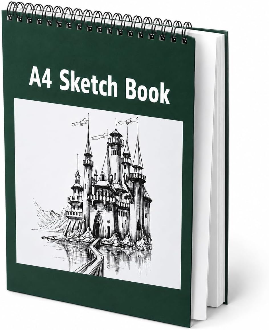 1ABOVE Artists pad, Spiral Bound Sketch Pad Sketch Paper for Artists. Ideal for The Studio, School Or at Home - 170gsm Cartridge Paper (A4)