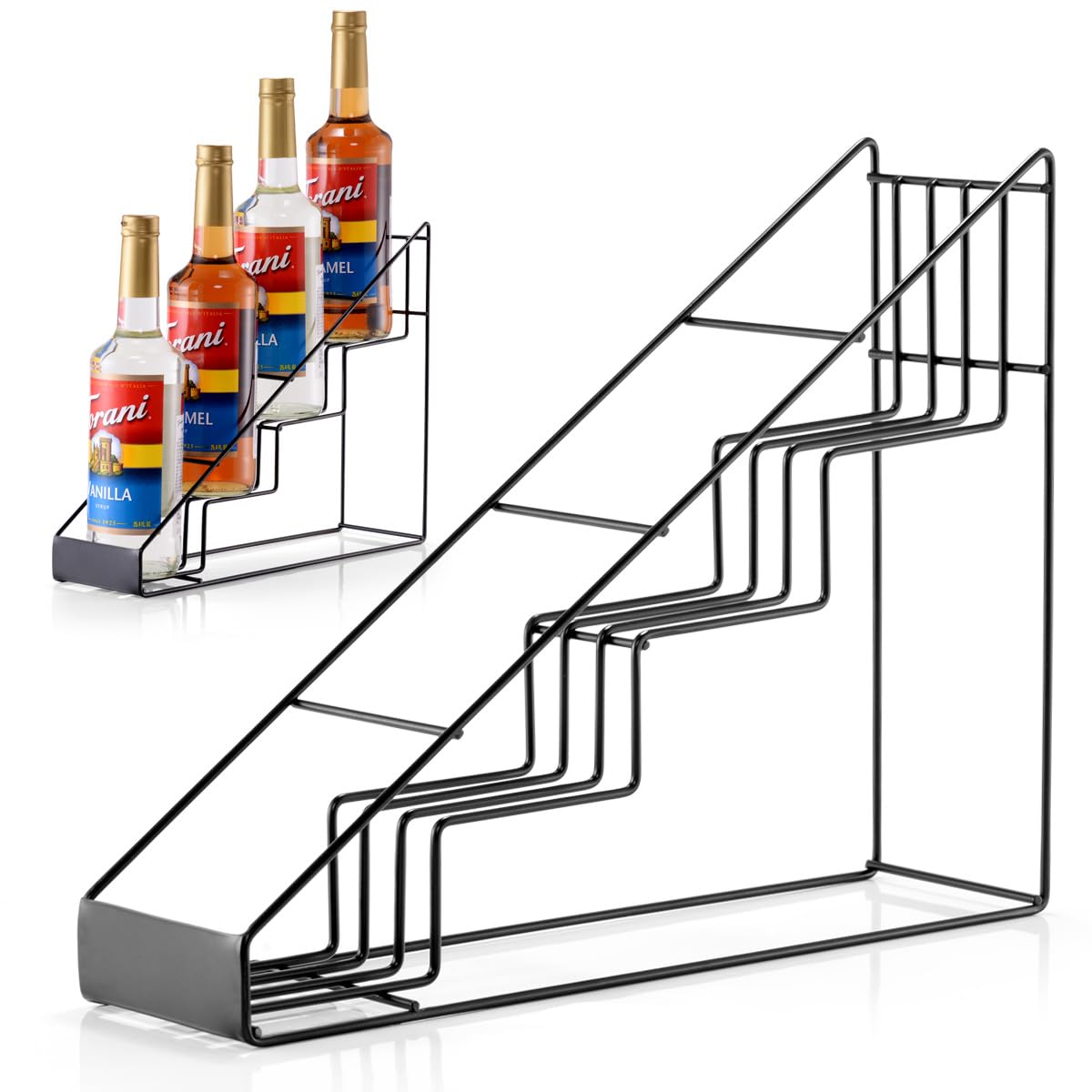 kimilus Coffee Syrup Rack for Coffee Bar Accessories, Fits with Torani and Monin Syrup, Coffee Bar Organizer Holds 4 Bottles