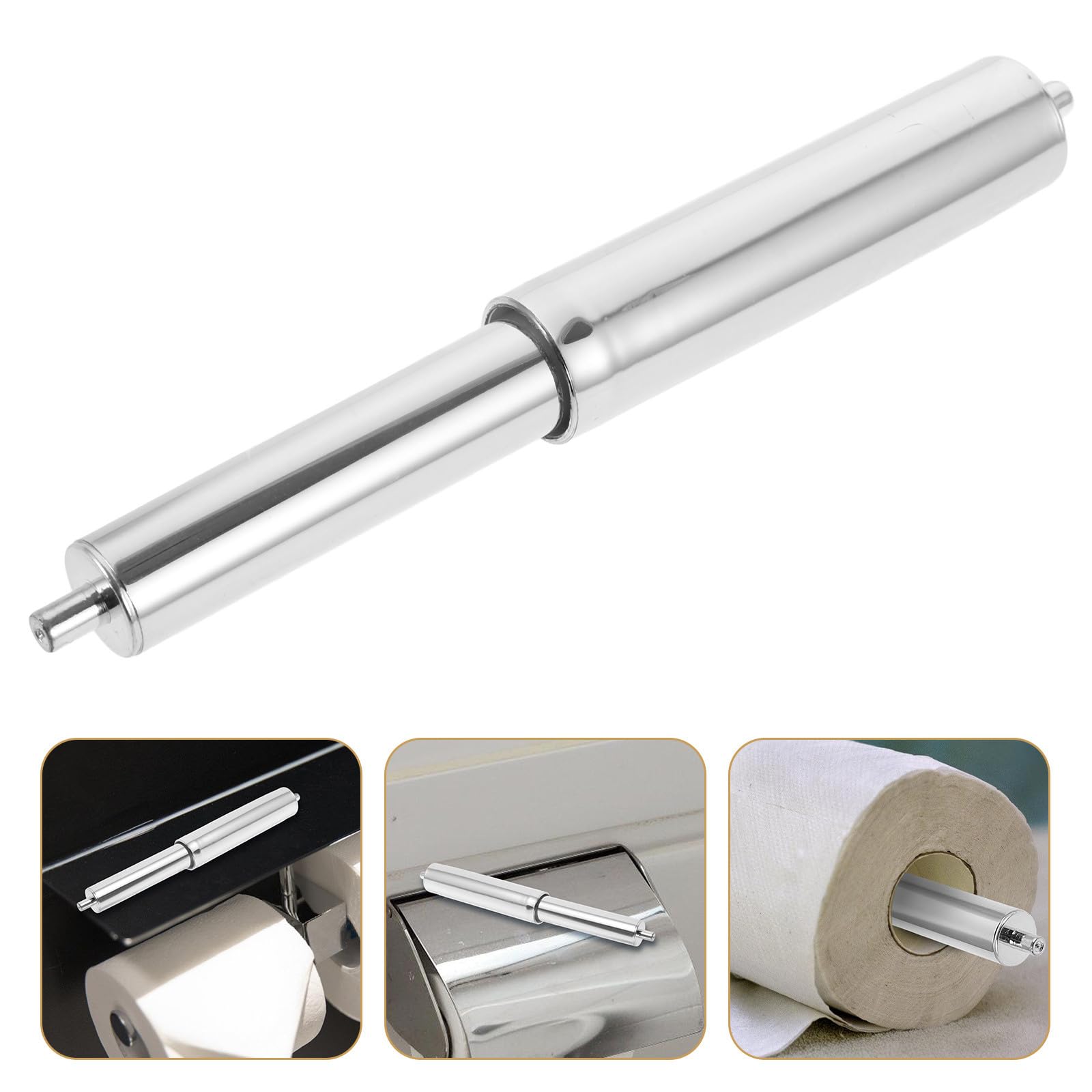 PRETYZOOM Asse Portarotolo Carta Igienica in Plastica Design Retrattile, Asta Stabile e Compatta per Bagno e Casa, Ricambio Resistente Argento