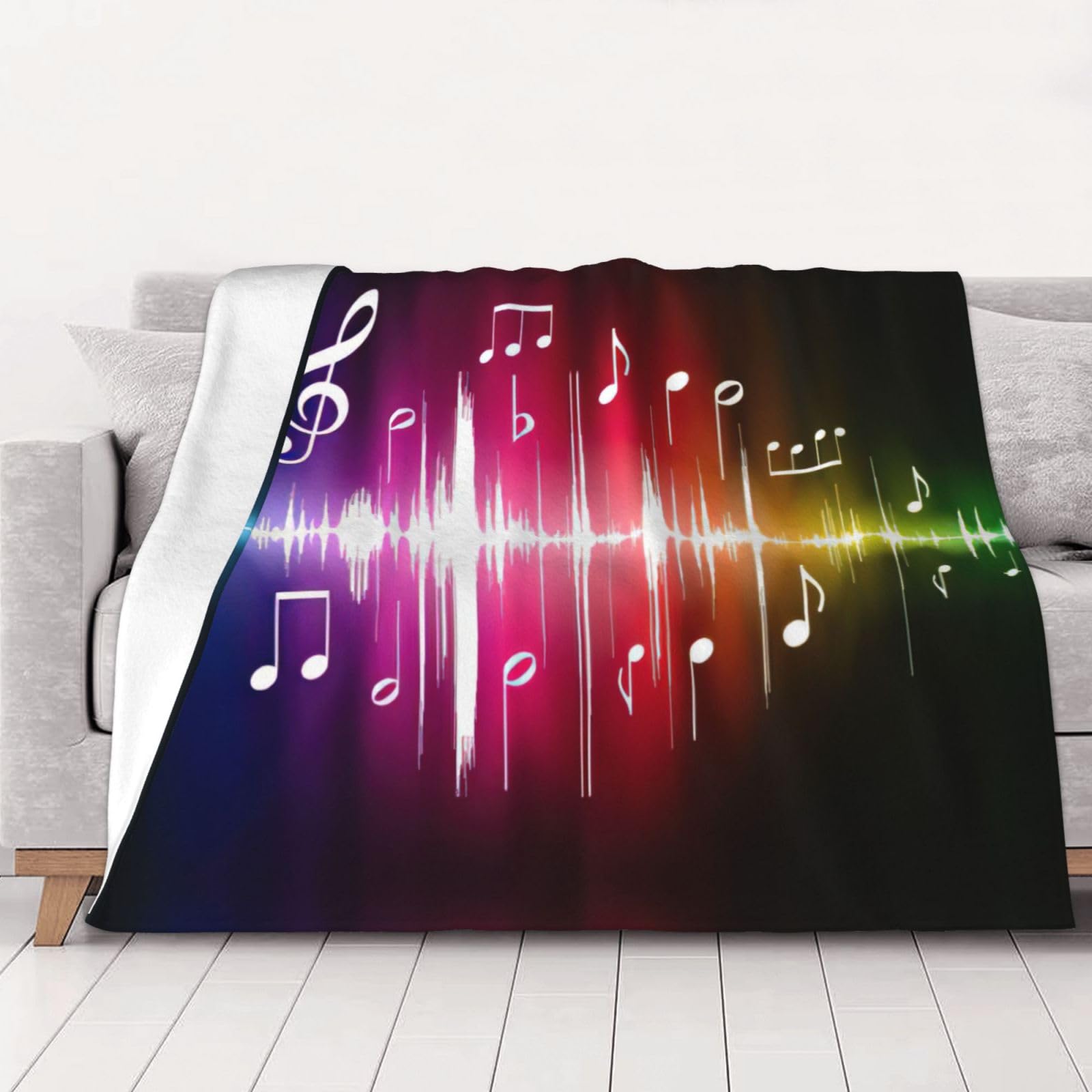 Plaid en flanelle notes de musique cadeau idéal pour salon et voyage