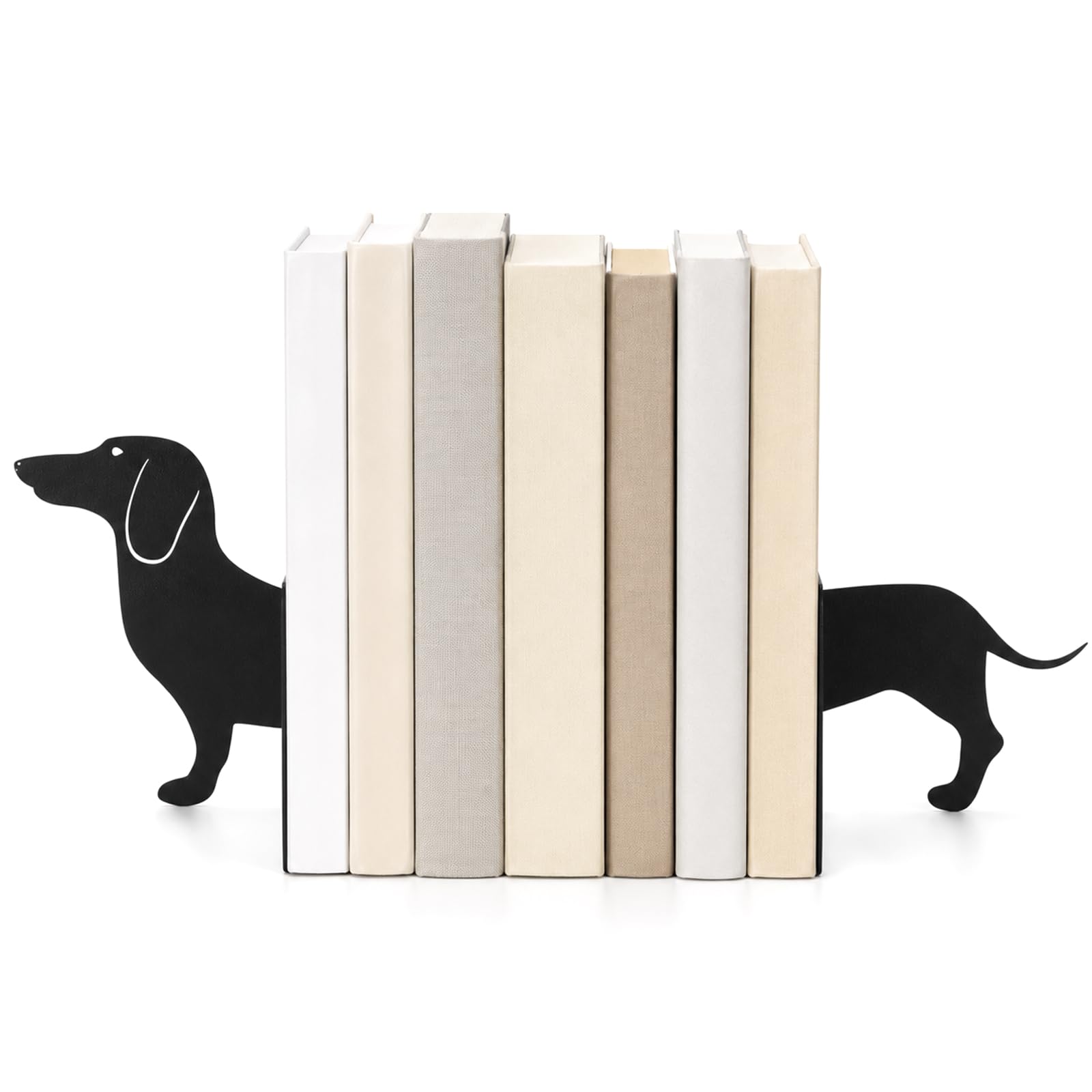 Exylosluxek Book Ends for Shelves, Black Metal Decorative Reading Figurine Bookends, 2 Piece Set for Home Shelf Organization