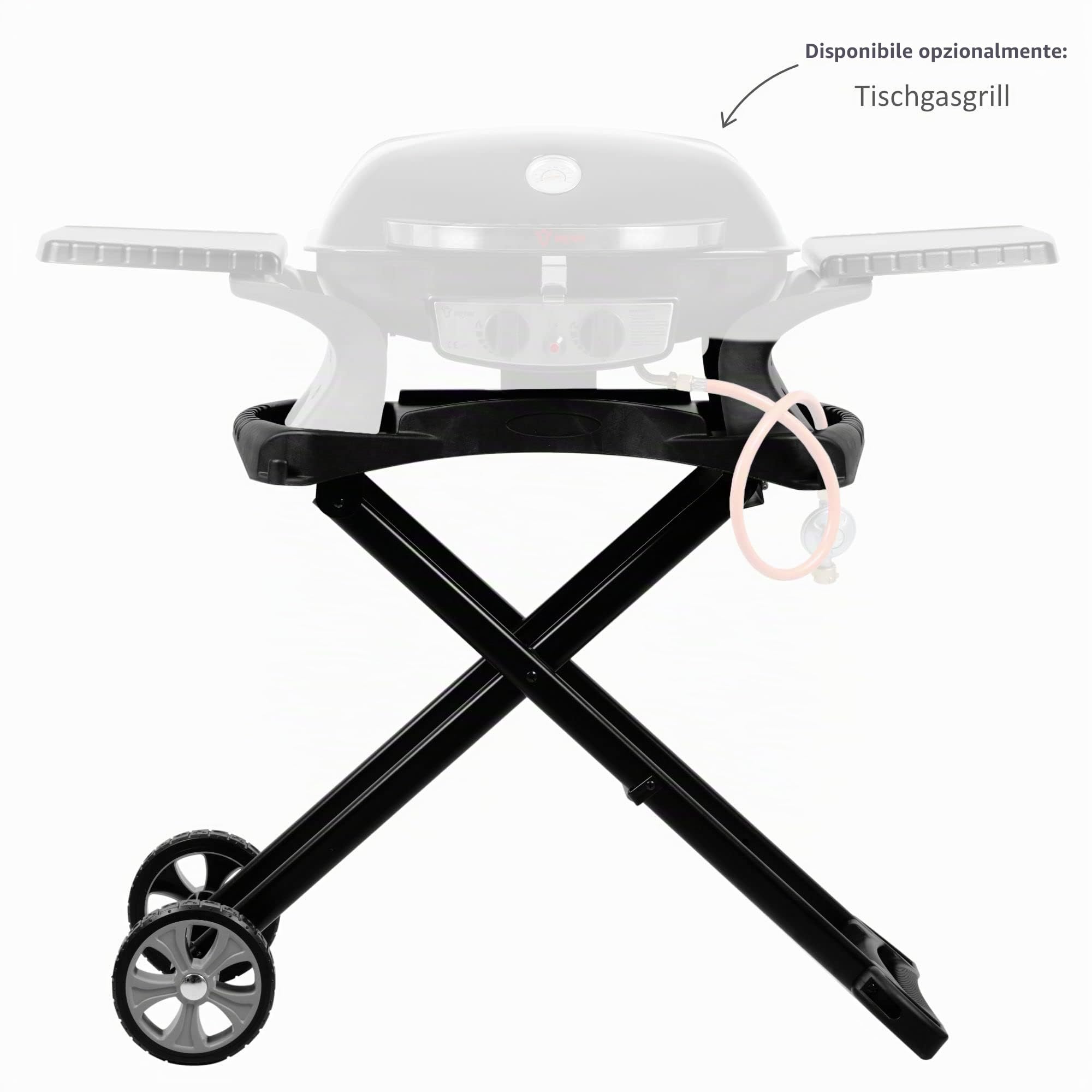 BBQ-Toro Barbecue a gas portatile con 2 bruciatori | Compatto barbecue a gas per balcone, con carrello pieghevole per barbecue (solo tavolo da griglia)