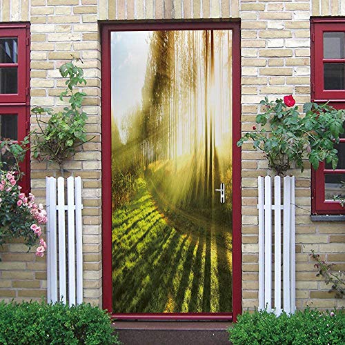 YJJYLMT Sliding Glass Door Stickers Sunshine Creativity Plants 37 X 85 in Glass Door Stickers 3D