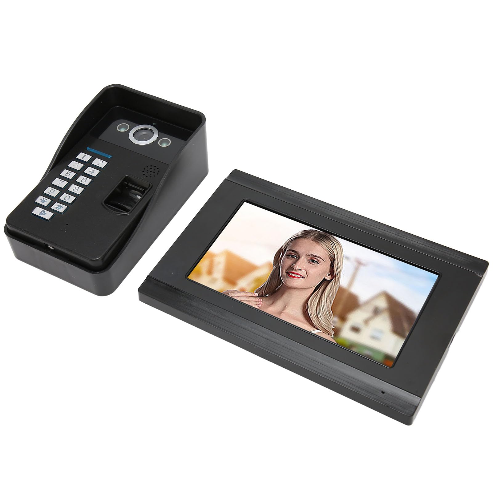 Timbre con Vídeo con Contraseña, Sistema de Portero Automático con Vídeo Resistente a la Intemperie, Pantalla Táctil de Visión Nocturna para Guardia de Entrada (Enchufe Europeo)