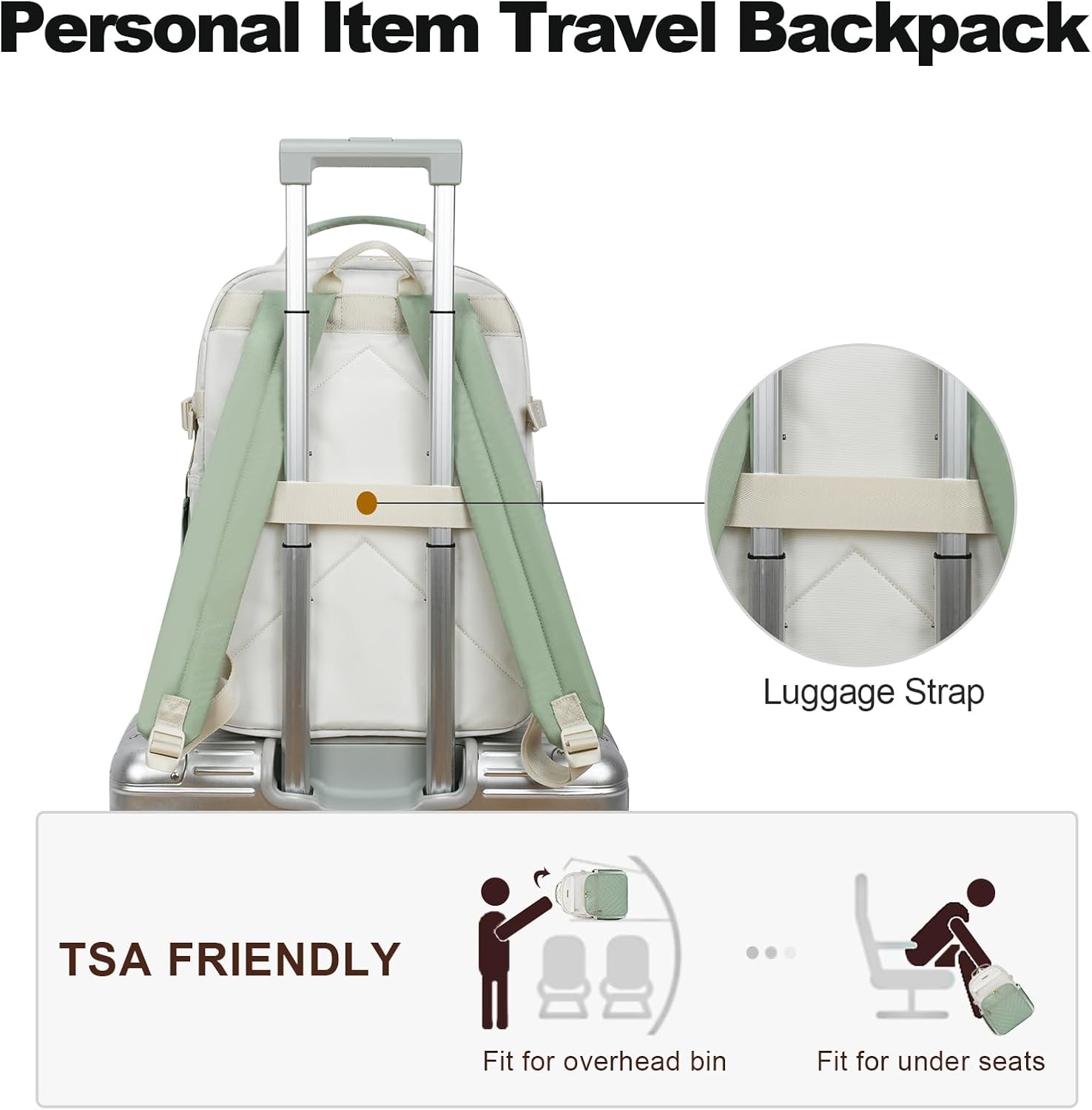 VANKEAN Laptop Backpack for Women with Giant Tumbler Holder Pocket,17.3 inch School College Book Bag Nurse Teacher Backpack,Waterproof Work Travel Backpack Purse Laptop Computer Bag, Beige-Light Green