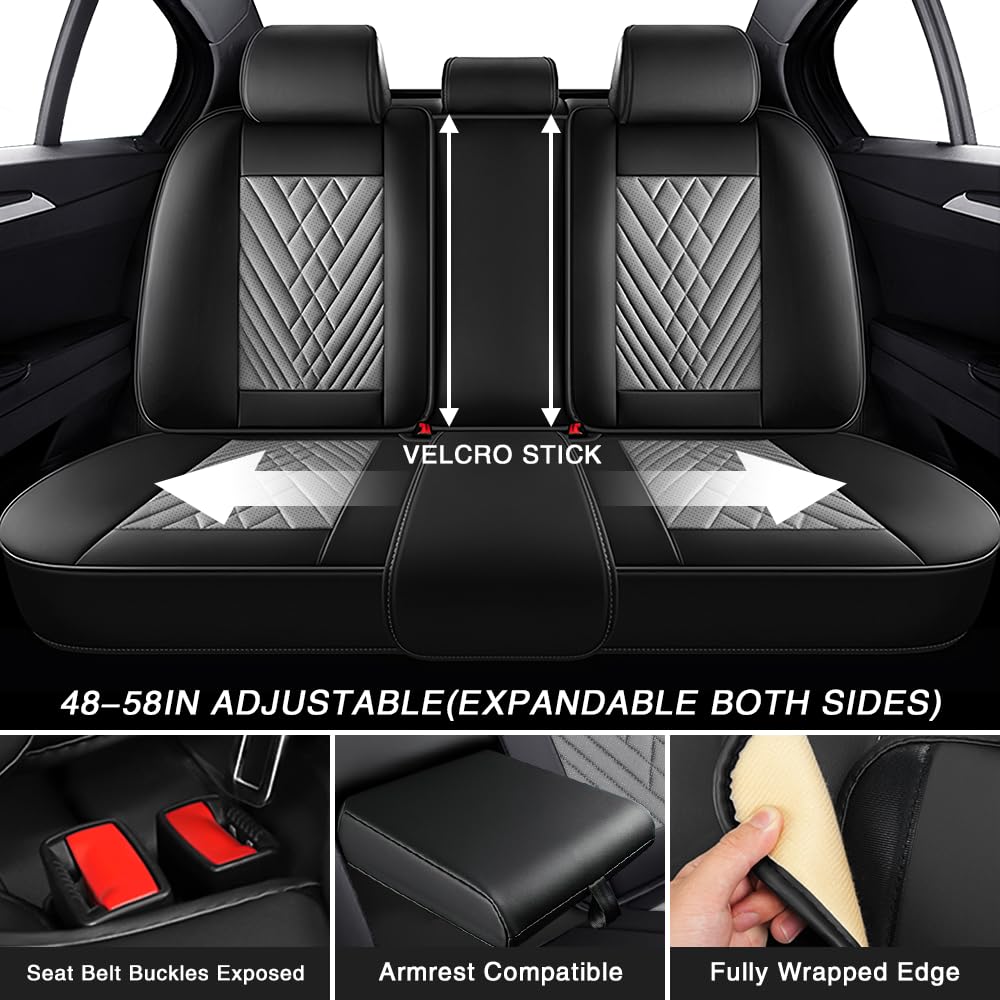 Copri Sedile Auto Universale Per Ford KA RU8 2008-2013 2014 2015 2016, Coprisedili Auto Impermeabile Traspirante，Pelle Nappa，Resistente All'usura(Black gray)