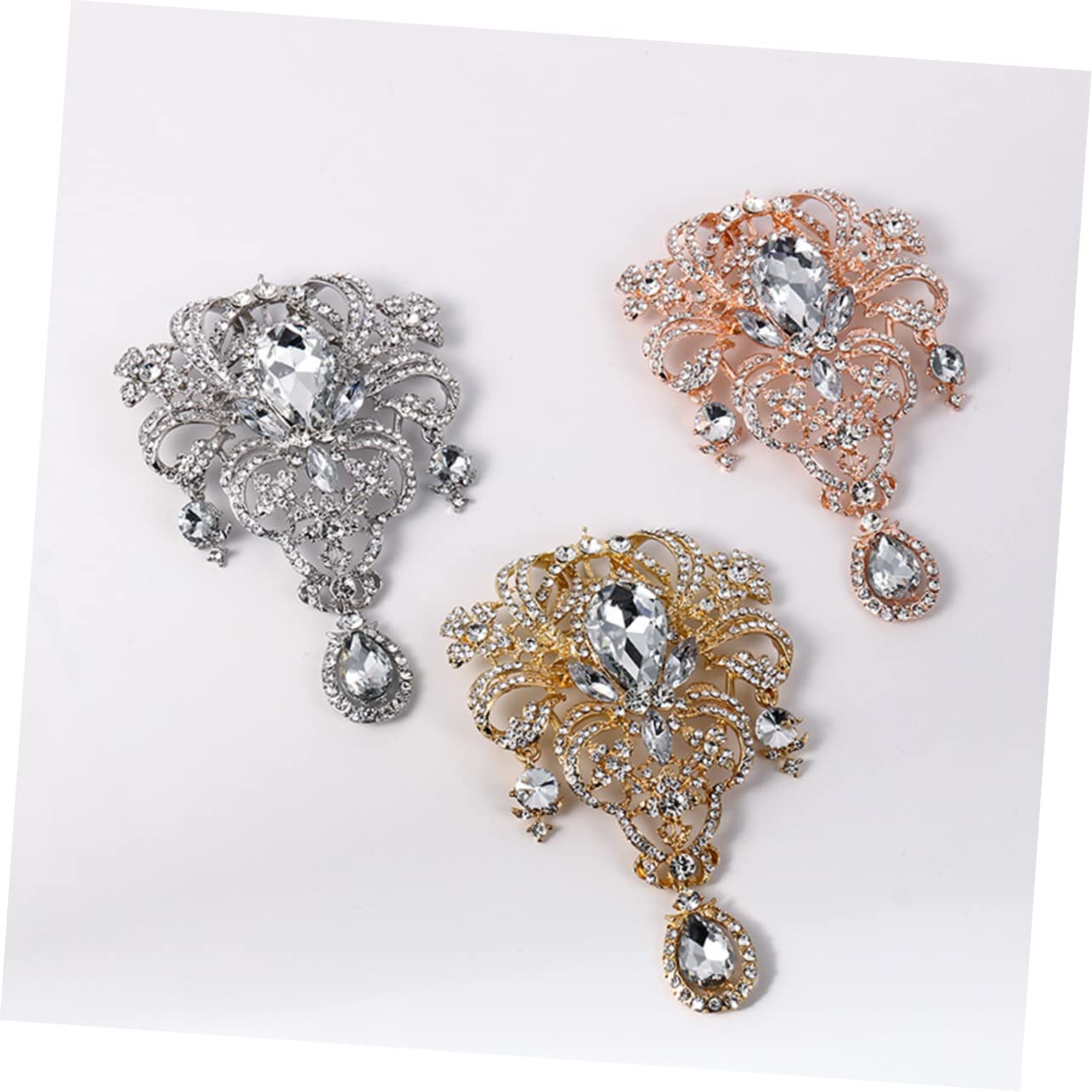 BESTYASH broche de diamantes de imitación broche de flor de pedrería brillante ramo de novia joya decoración de alfiler para mujer alfileres de ramo aleación Silver