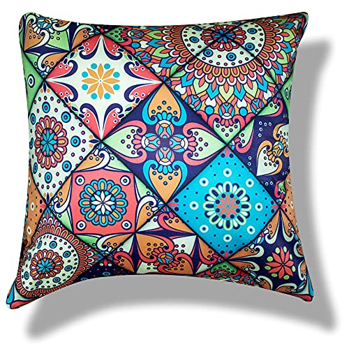 Image of Merhaba Microfiber Satin 250TC Cushion Pillow Covers, Multicolor, Set of 5(Ishil, 12x12 Inches)
