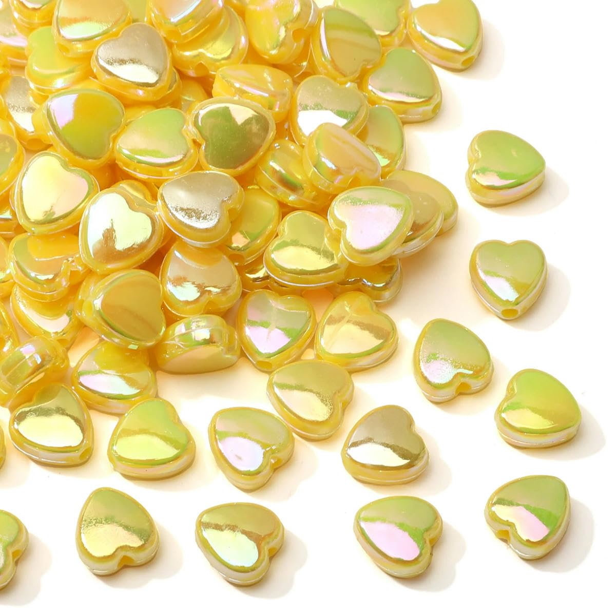 HUIOYG 100Pcs 8×9mm Acrylic Heart Beads Loose Spacer Beads for Handmade Jewelry