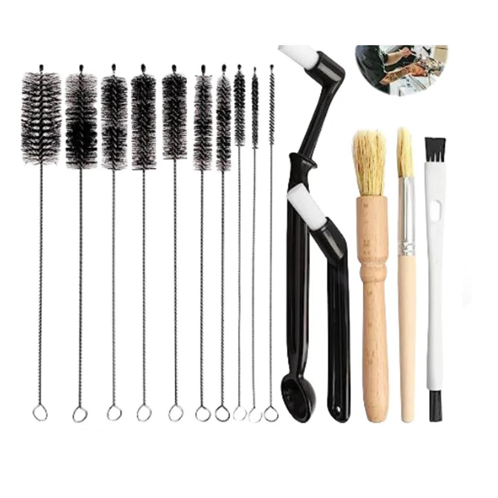 Kit spazzole pulizia macchina da caffè, spazzola in legno per macinacaffè