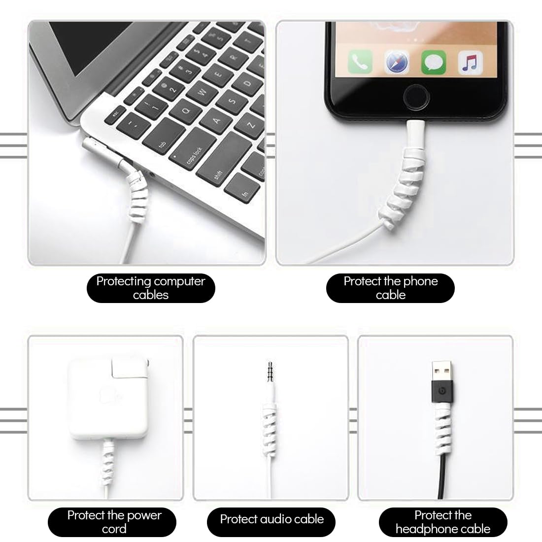 14 Pezzi Protezione Cavo Copri Caricatore per Caricatore Tipo-C Caricamento Rapido Tutti i Telefoni Cavo Mouse Cavo USB (Bianco + Nero)