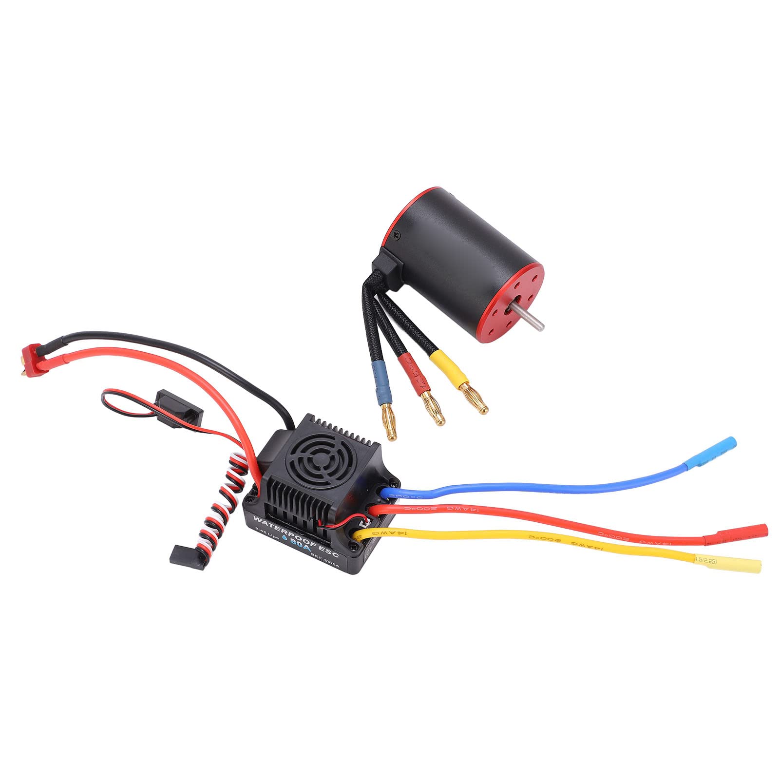 Motor sin escobillas de 3650 y 4300 KV con regulador electrónico de velocidad impermeable de 80 A, conjunto combinado de regulador electrónico de alta performance para coches RC