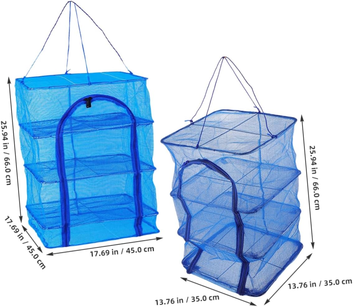 SUPVOX Foldable Fish Drying Net 2pcs Multi-Layer Mesh Hanging Dryer Rack Food-Grade Material for Camping and Home Use for Drying Fish Herbs and Vegetables