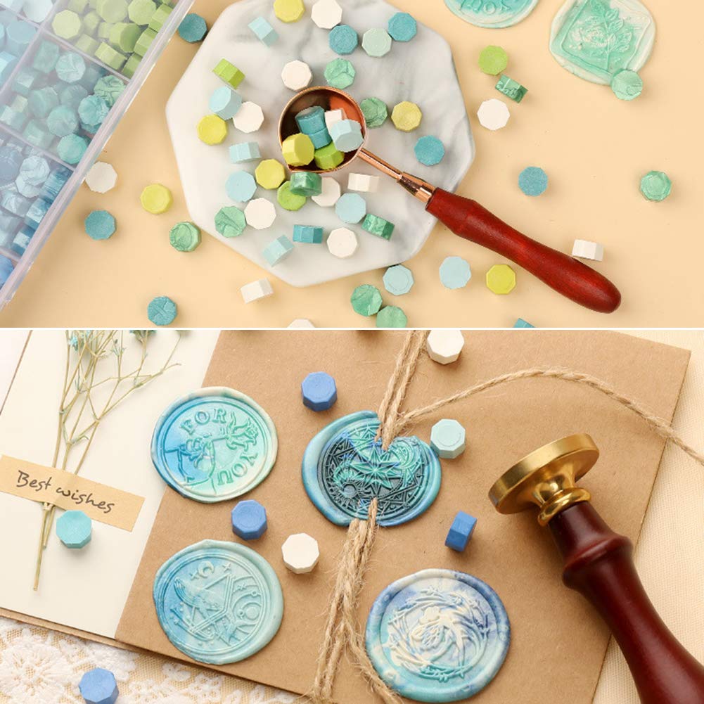 Vintage achteckiges Siegellack-Tabletten-Set mit Löffel Siegelstempel für DIY Scrapbooking Hochzeit dekorative Einladung Sealing-C,China
