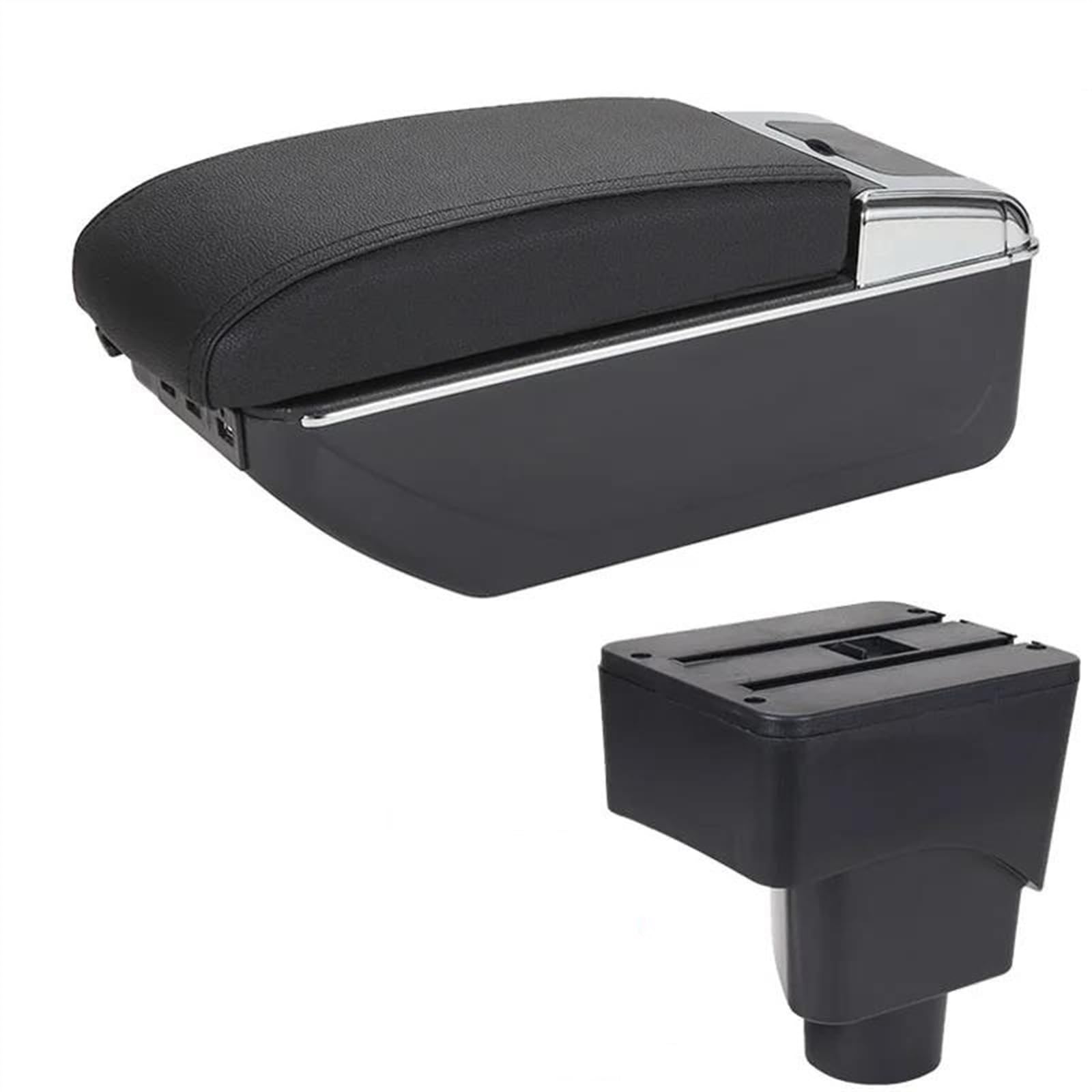 NOHEEU Car Armrest Box Interior Details Retrofit Accessories Center Storage Console For EcoSport 2013-2018(A2 Black line 7USB)