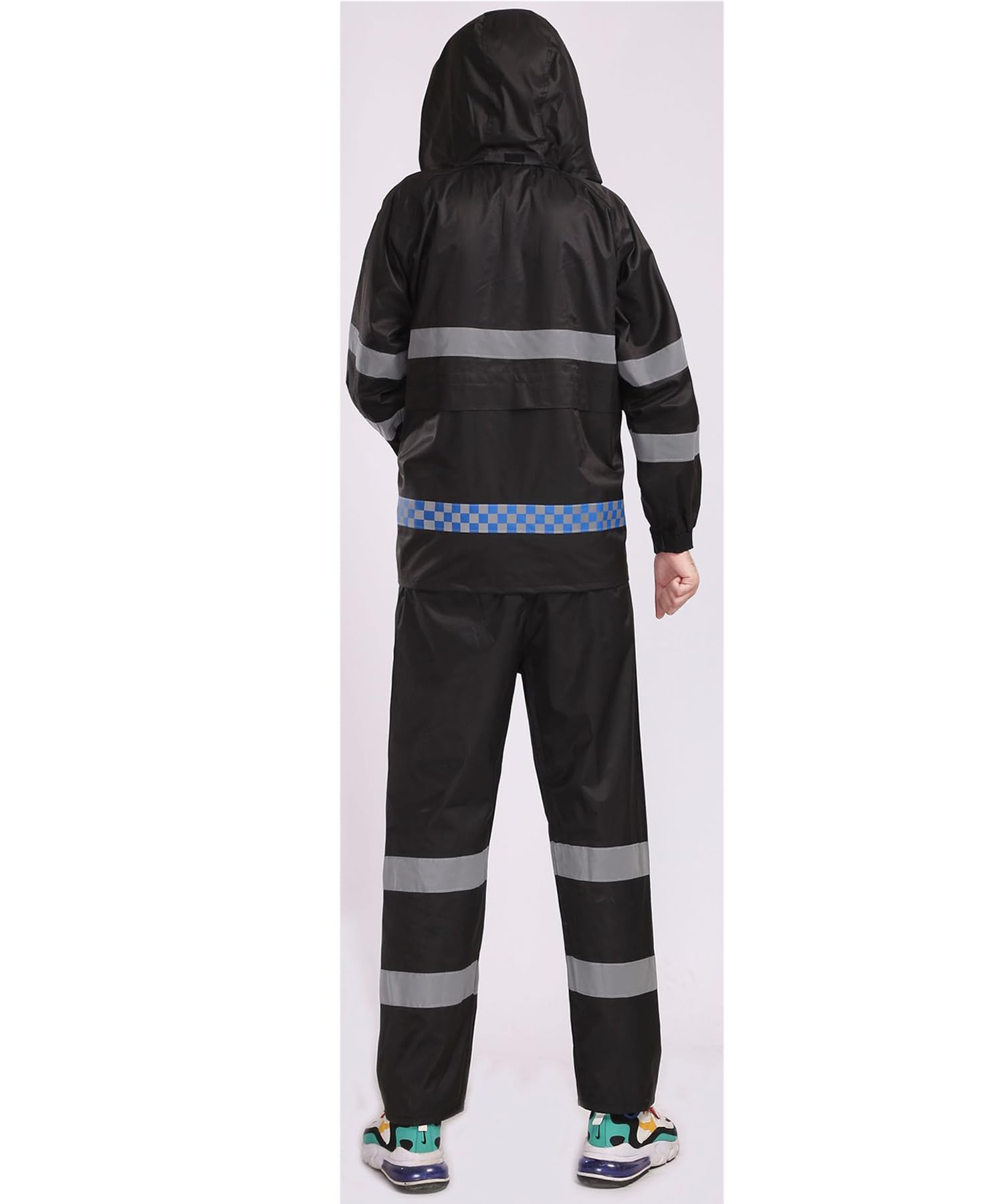 Herren Regenanzug Wasserdicht Anzug Outdoor Anti-Sturm Atmungsaktiv Regenbekleidung Ultra-Lite Erwachsenen Arbeit Regenmantel mit Kapuze und Regenhose Schwere Wasserdichte Jacke
