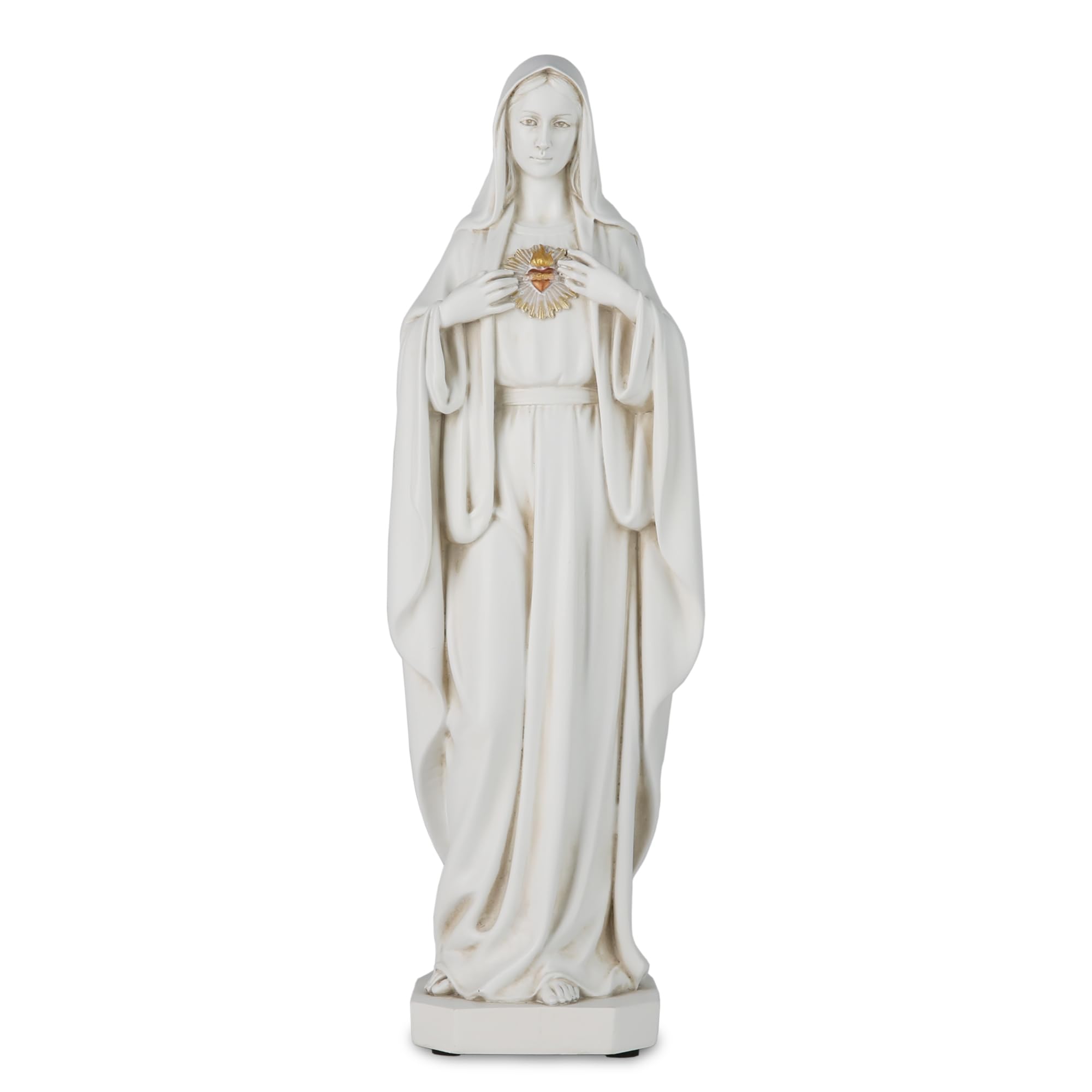 Immaculate Heart of Mary Statue - 10 Inch Blessed Mother Mary Statue Catholic Home Decor, Hand Painted Virgen Maria Estatua Renaissance Gifts