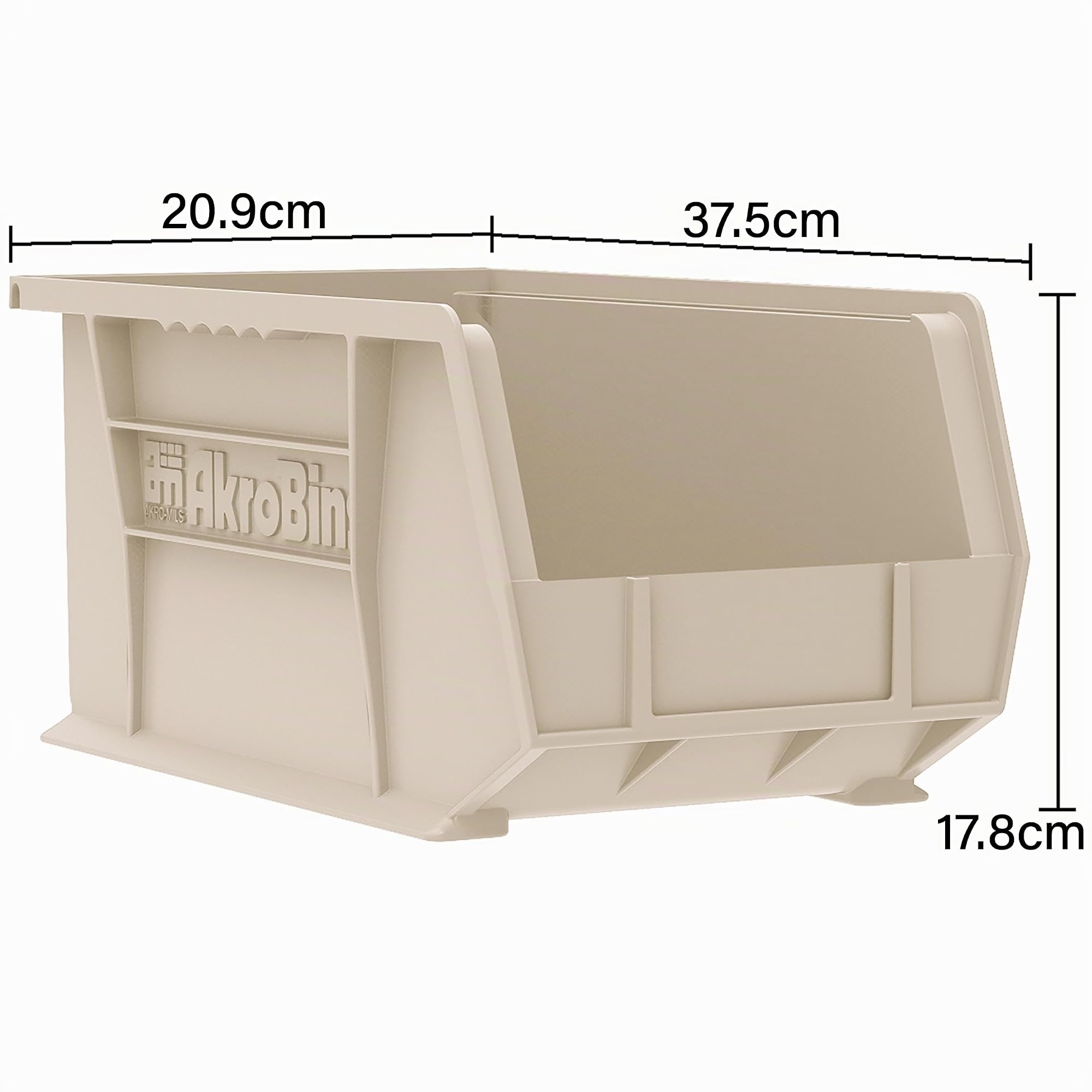 Akro-Mils 30240 AkroBins Contenitori di Stoccaggio in Plastica, Contenitori Impilabili Salvaspazio per Garage, Dispensa, Organizzazione Hobby, 38,1 cm x 20,32 cm x 17,78 cm, Nero, Confezione da 12