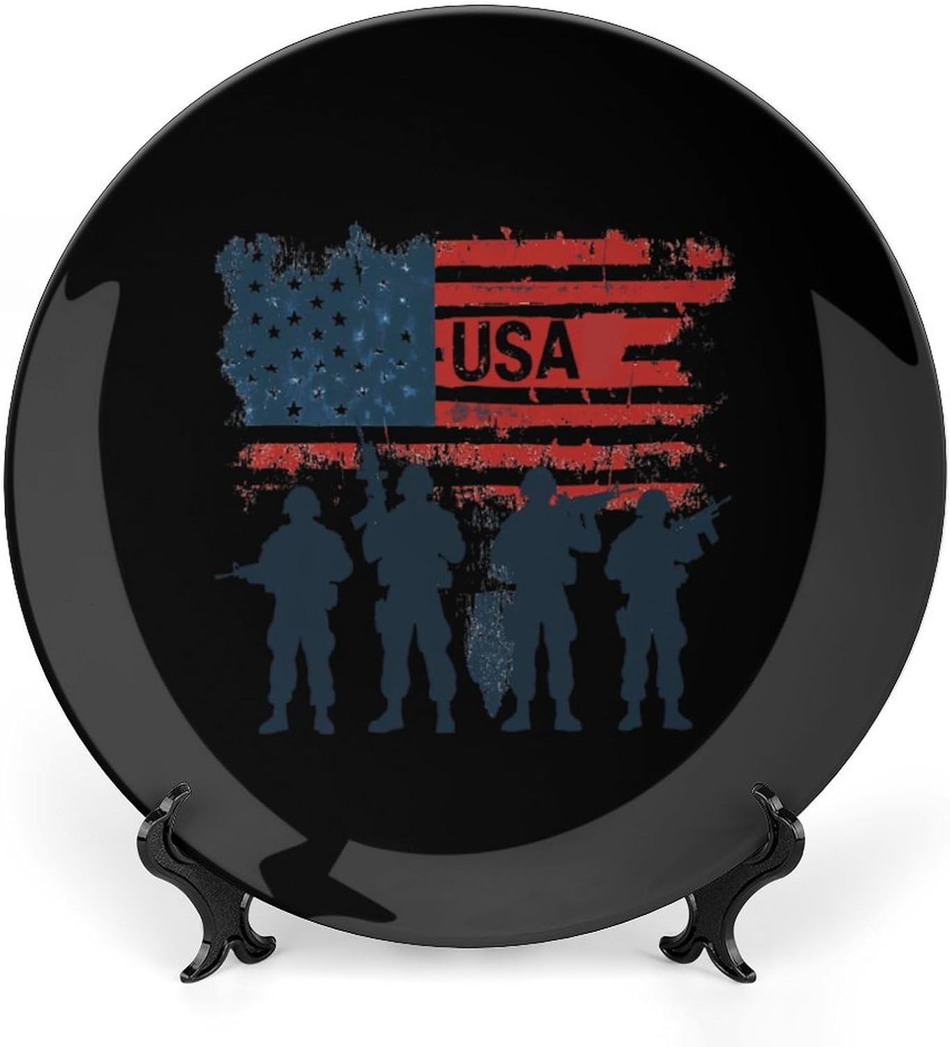 United States US Air Force Bone China Decorative Plate with Stand Home Dessert Plates Gift for Men Women 6inch