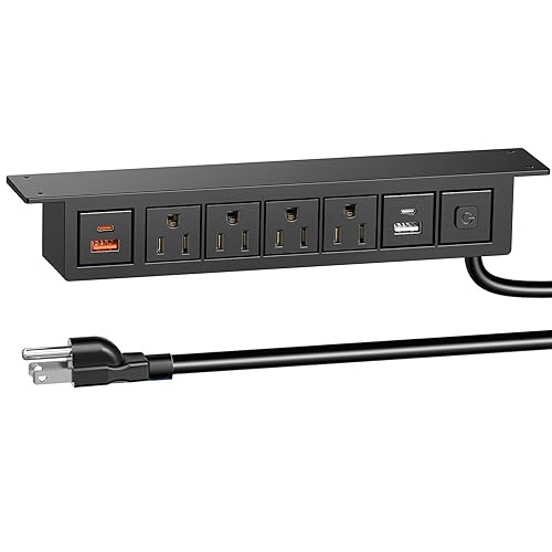 Under Desk Power Strip with 20W USB C, QBA 8-in-1