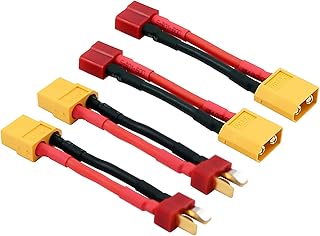 rflaueo 4pcs T-Plug Style to XT60 XT-60 Male Female RC Connector Adapter with 14awg 2inch Wire(E02-4)