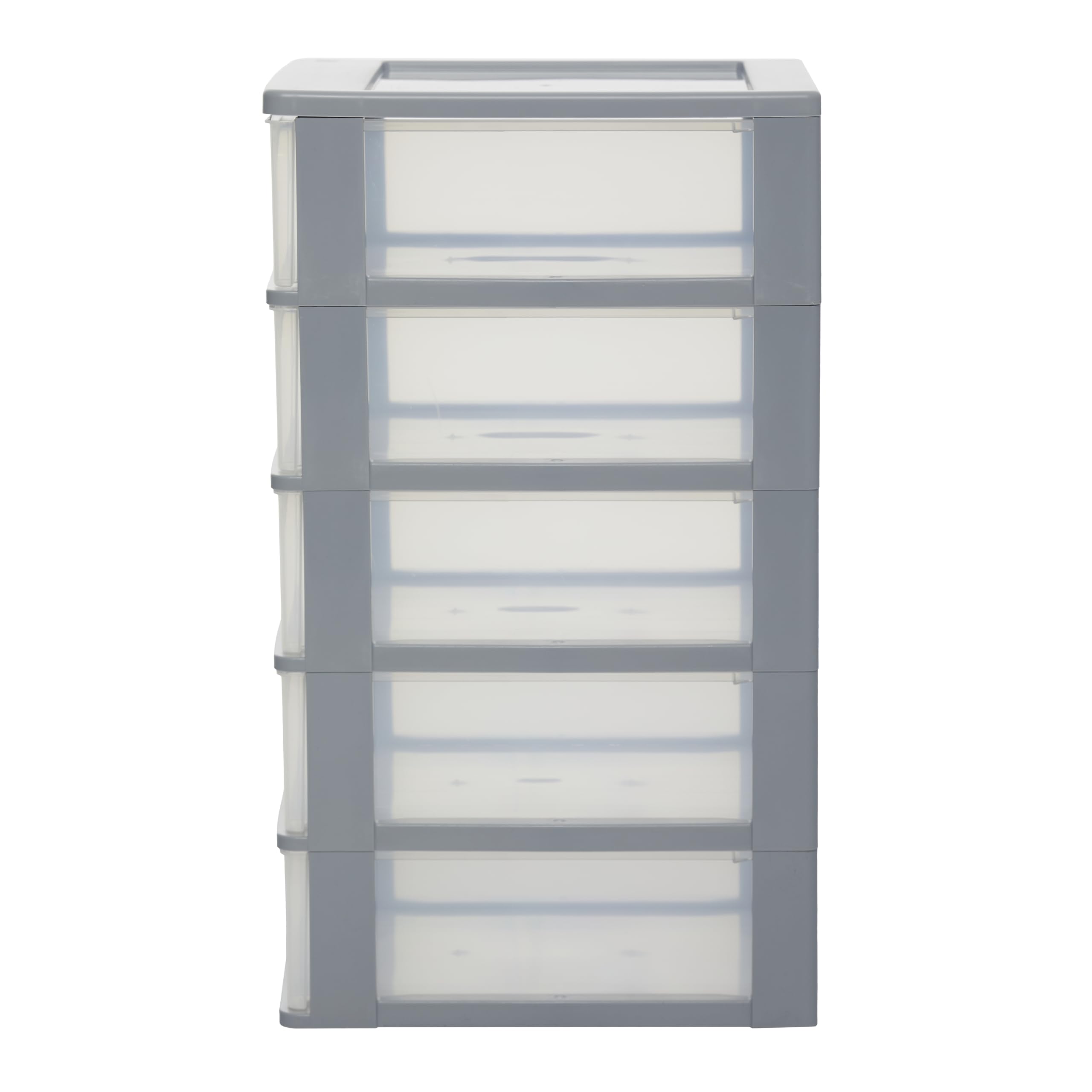 Iris Ohyama Cassettiera in Plastica, Portaoggetti, 5 Cassetti Medi, Grigio, Apertura Facile, Formato A4, A5 e A6, Organizzatore, Per Ufficio, Scuola, Cartoleria, Senza BPA, Contenitore, OCH-2005