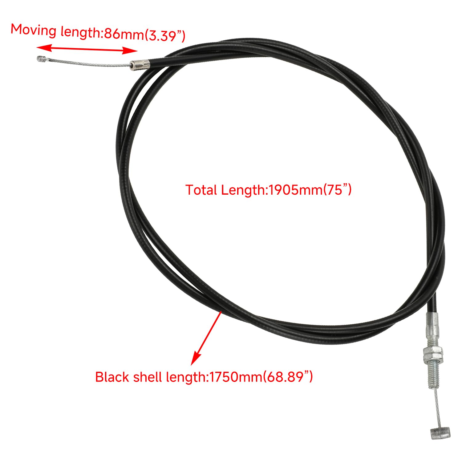 YOXUFA Kit universal de cable del acelerador Go Kart de 75 pulgadas para 90 cc, 110 cc, 125 cc y 150 cc Kandi Go Cart Mini Bike Pit Dirt Bike Scooter cortacésped, accesorios resistentes para Go Kart