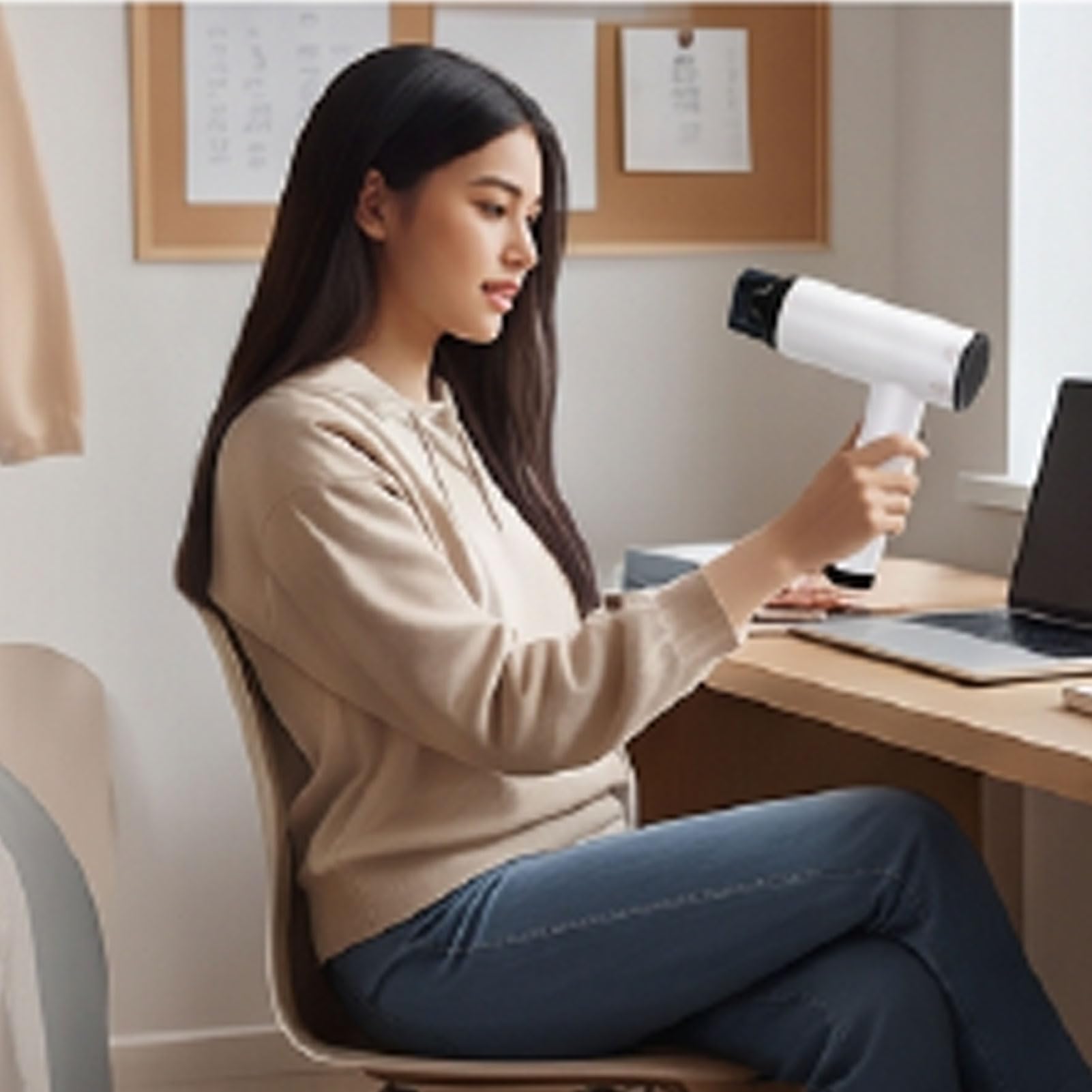 Secador de Pelo Recargable por USB, Secador Portátil, 4 Velocidades Frío y Calor, for Viajes y Uso Diario (WHITE)