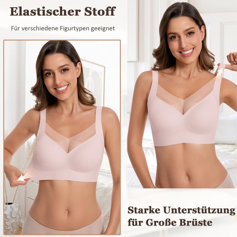 Soutien-gorge sans armatures Jiuday bralette sans coutures rose taille L