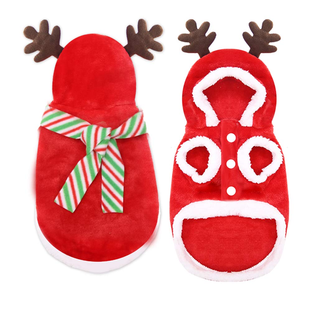 Goldmik Santa Cat Dog Costume Christmas, Funny Winter Warm Sweater Hoodies for Small Doggies Kitten Pet Clothing Party Cosplay Dress (S, Christmas 3)