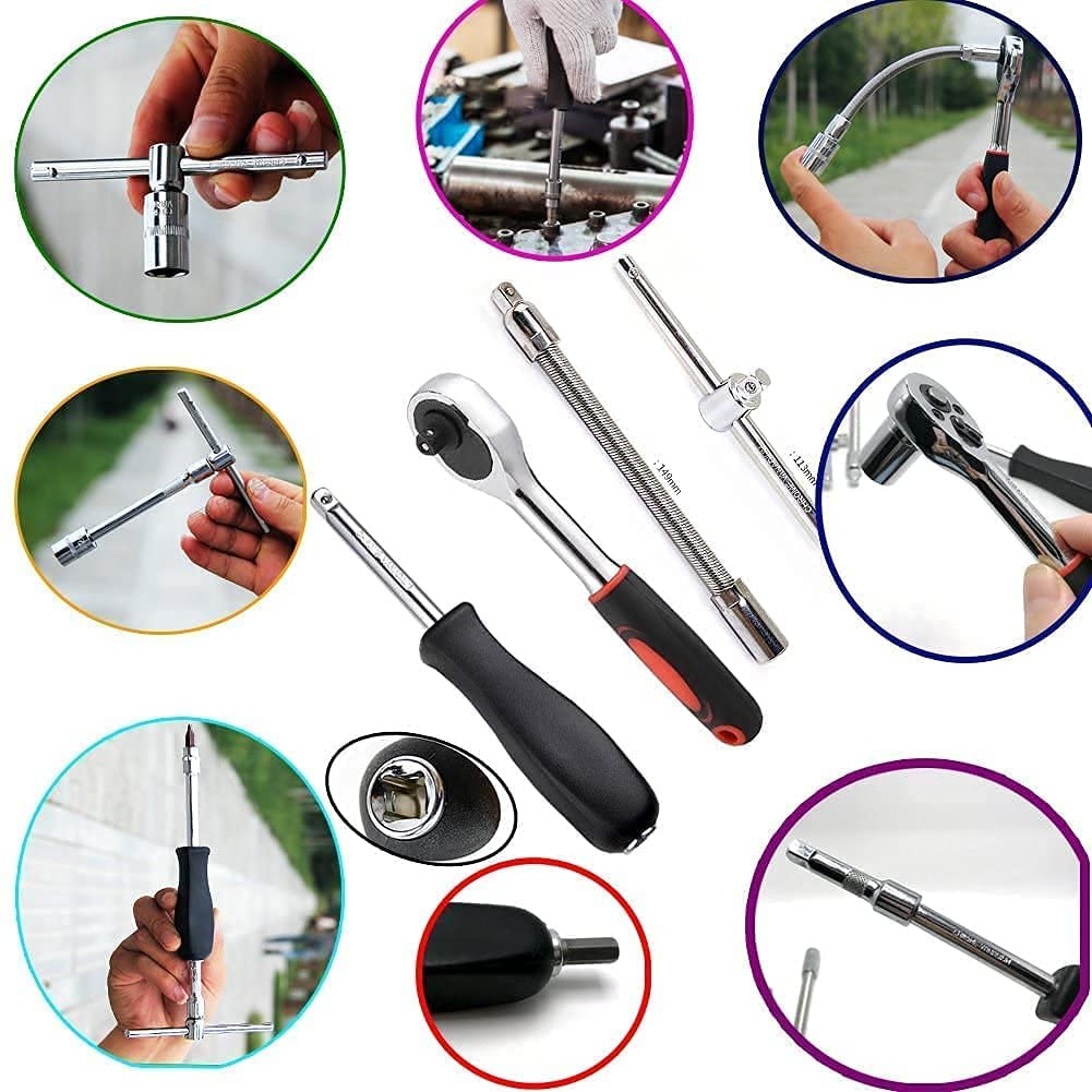 Urshigar Tool Kit, 46-in-1 Home Repair Set, Socket Wrench, Spanner Set, Multipurpose Hand Tools,spanner set,multipurpose hand tool box for bike,house hold and mechanical repairs(multicolor) - Image 2 thumbnail