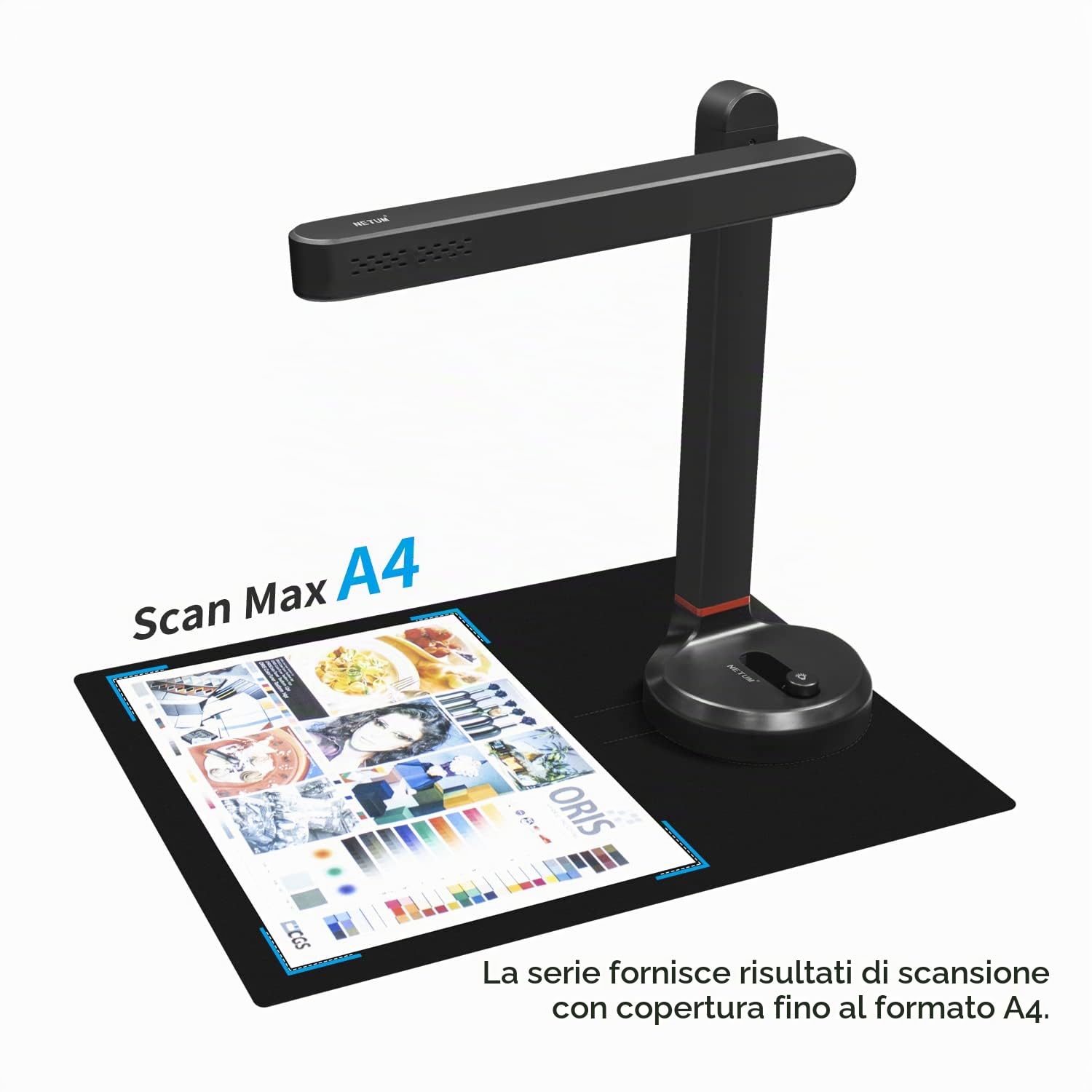 NETUM Fotocamera e scanner per documenti, scanner per libri, formato A4, fotocamera per documenti USB da 8 MP con messa a fuoco automatica, OCR multilingue, compatibile con Windows (SD-2000NC)