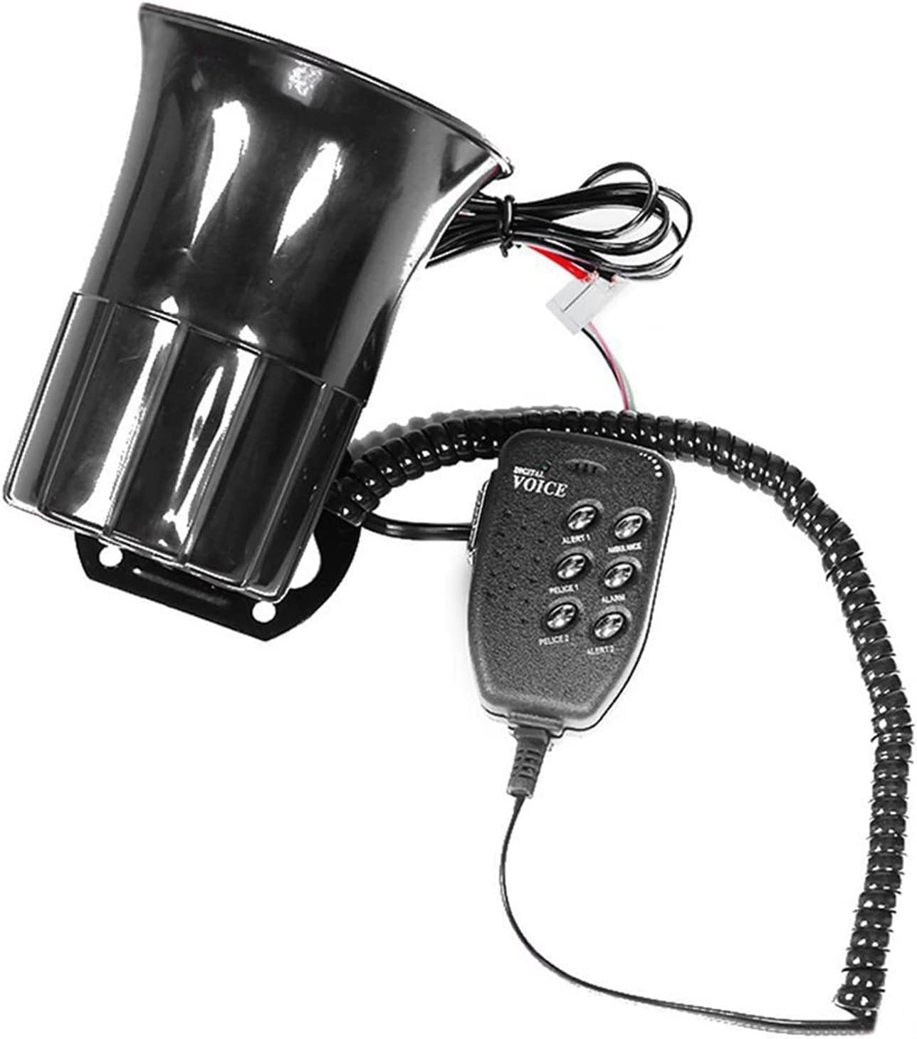 SAAKO Megafoni Megafoni Portatili per Auto da Moto Altoparlante a megafono con Suono a Sirena a 6 Toni 100w 12v Parti modificate Altoparlante megafono Volume Alto