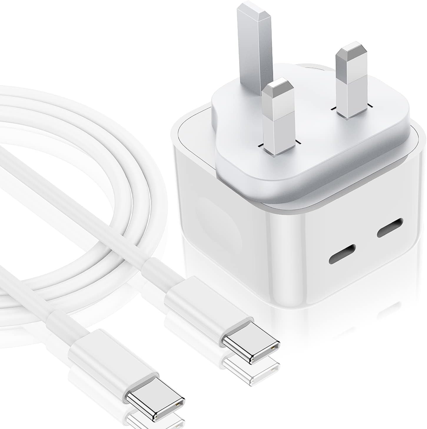 35W USB C Fast Charger Plug With 2M USBC Cable Cord, UK Type C Wall