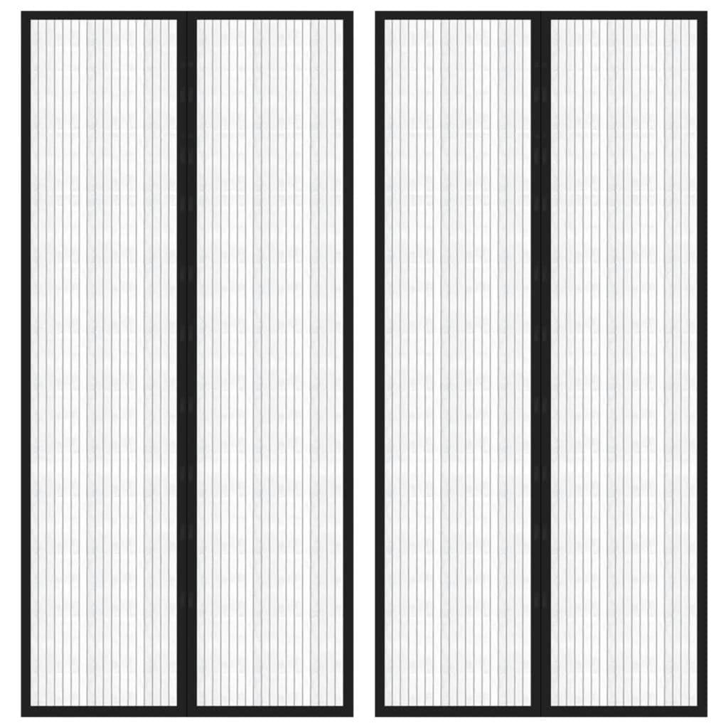 Moustiquaire de porte magnétique noire 220x110 cm en polyester imperméable