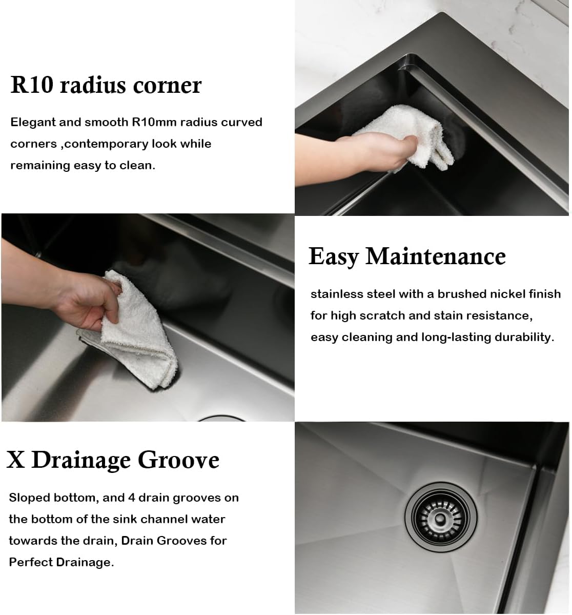 30 Inch Black Drop In Kitchen Sink Workstation - SZBAQTM 30x19-Inch Drop In sink Stainless Steel Single Bowl 10'' Deep Handmade Top Mount Sink with Cutting Board& Strainer