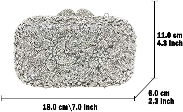 Miniatura 6 de Boutique De FGG Doble flores mujeres cristal embrague bolsos de noche boda fiesta rhinestone bolsos y carteras