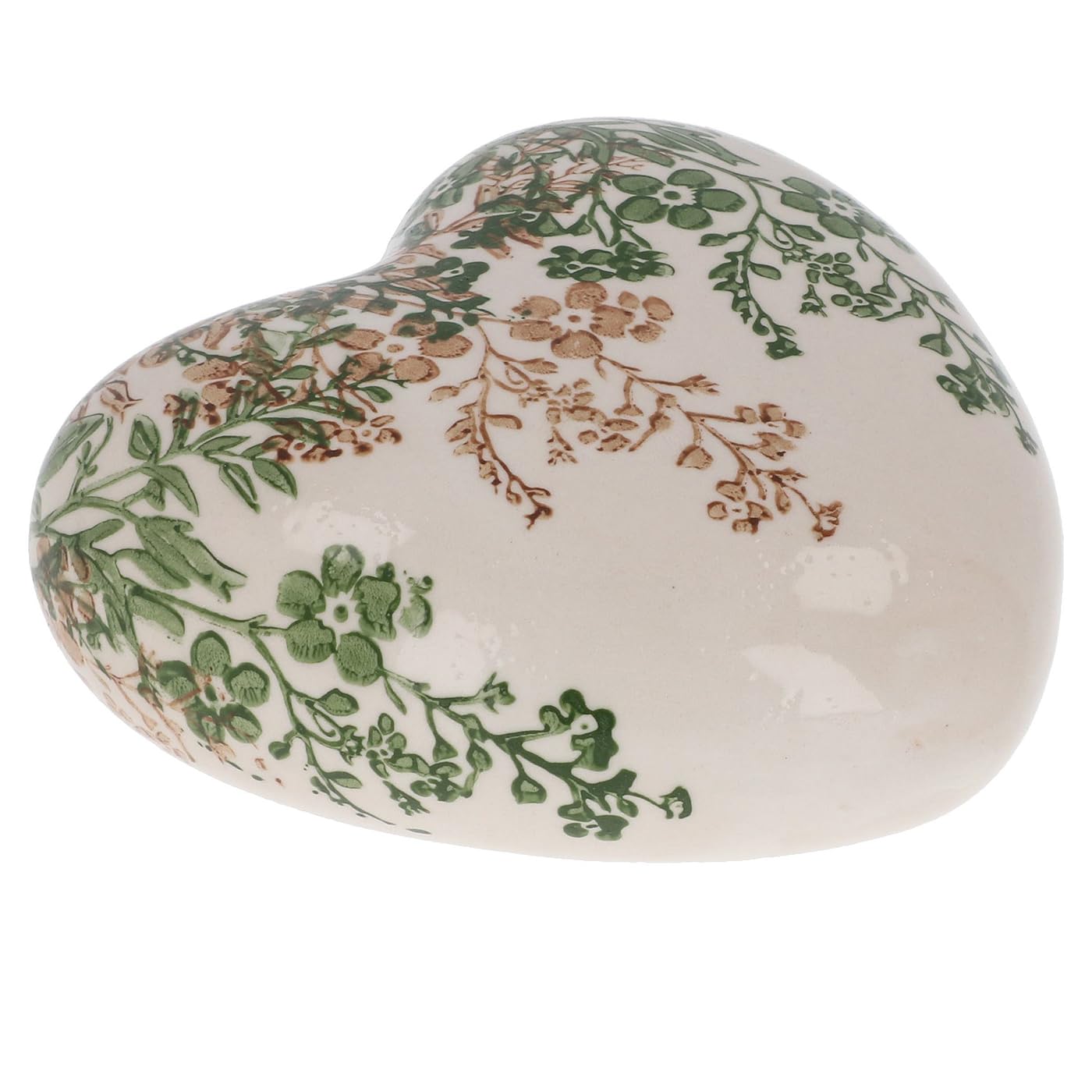 Shudehill Giftware Natural Garden Heart Ornament, Ceramic, Floral Design, Heart-Shaped Decorative Piece