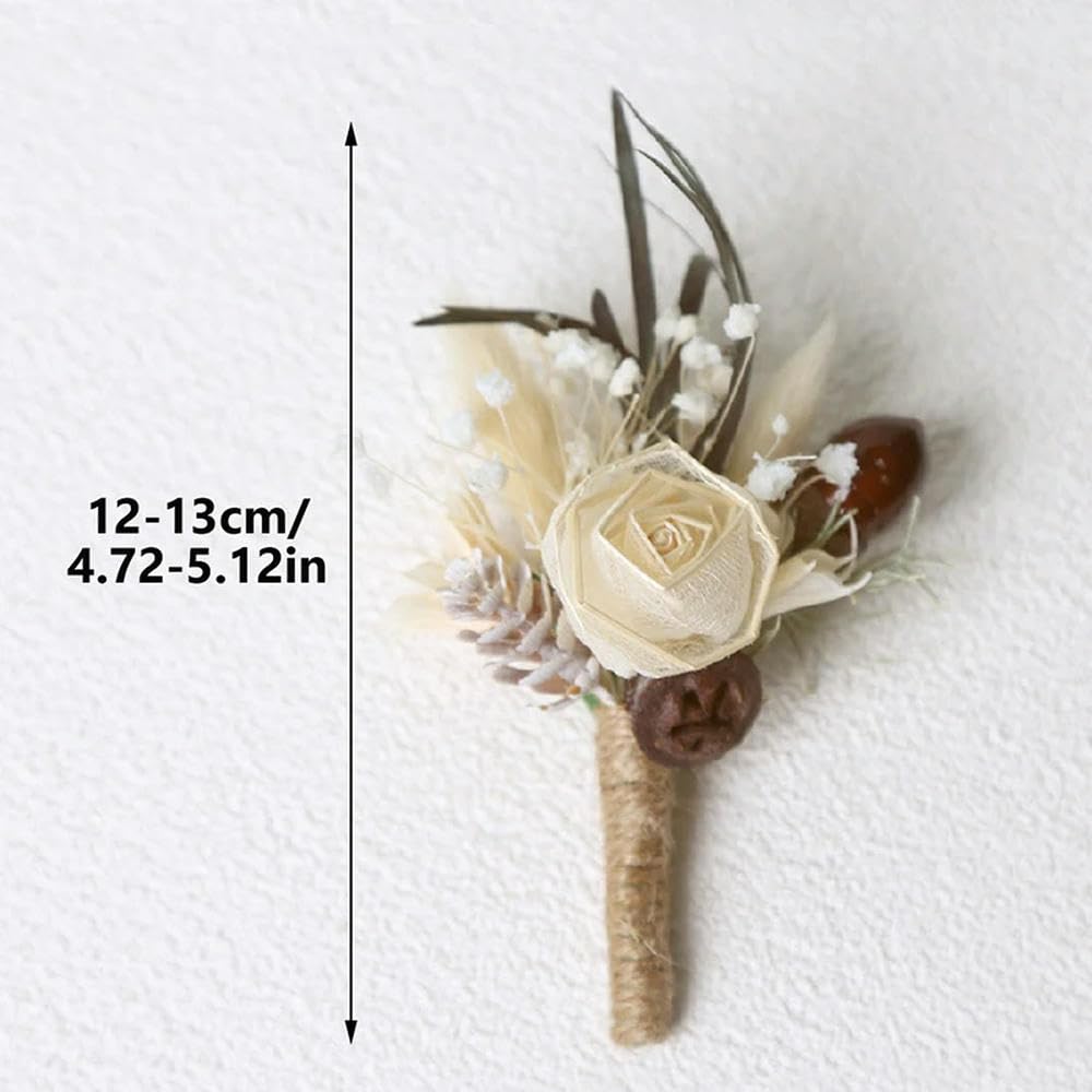 10 Pezzi Bouquet di Fiori Boutonnieres Spille Matrimonio Groomsmen Occhielli Corsage Damigella d'Onore Fiore Torta di Compleanno Decorazione da Tavolo