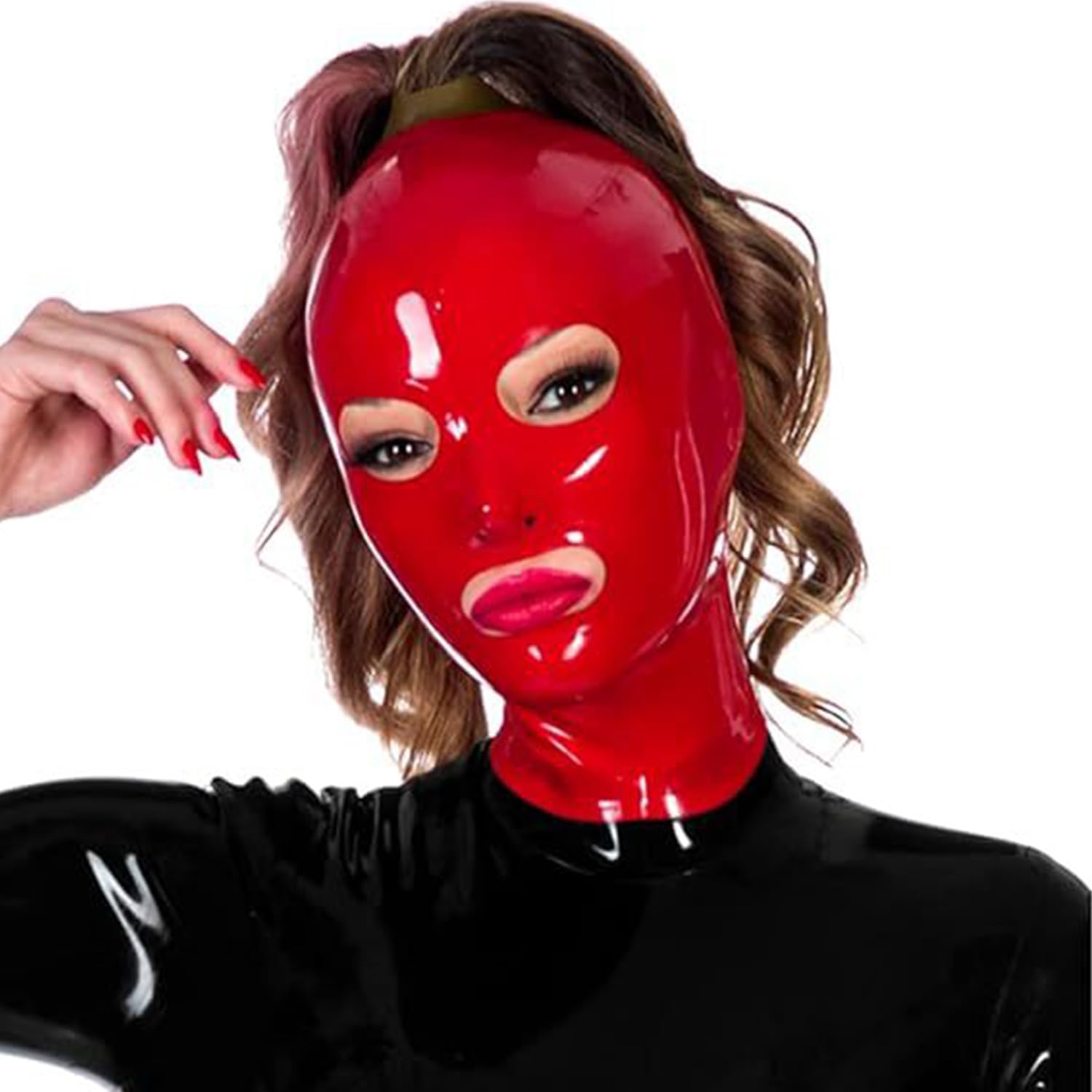 SM Latex Hood No Wig Rubber Head Mask Open Eyes Mouth Back Zipper for Unisex Cosplay Special Cool