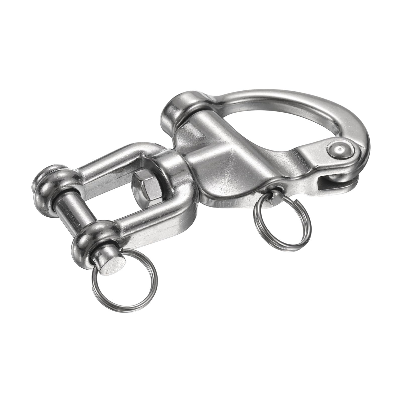 PATIKIL 3.4 Inch Quick Release Shackle, 316 Stainless Steel Swivel Bail Snap Shackle Boat Sail Connector for Outdoor Camping Nautical Ships Industrial Hoisting Pet Chain, Silver
