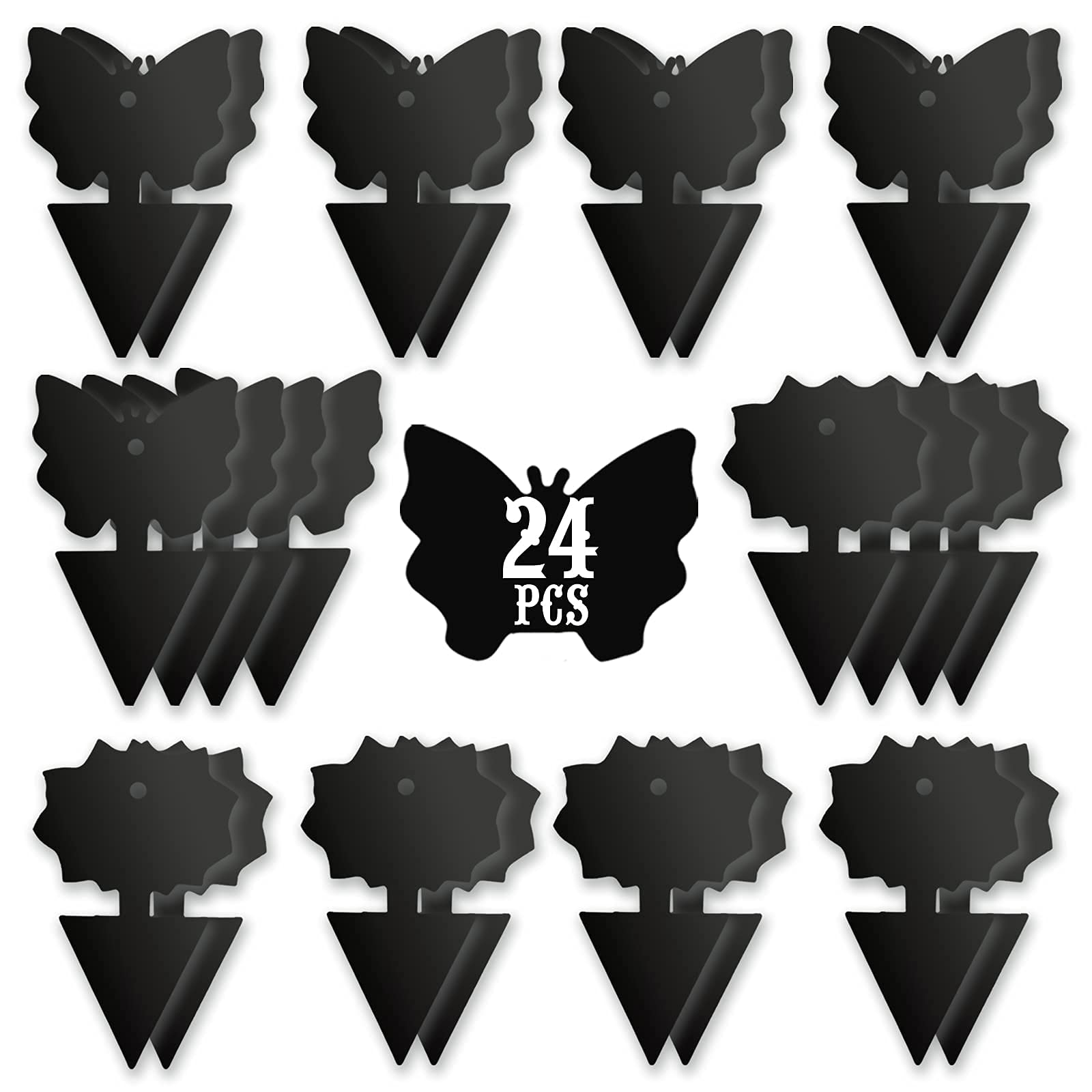 ELECDON Sticky Trap Fruit Fly and Gnat Trap Sticky Bug Traps Fungus Traps for Indoor/Outdoor Insect Catcher for White Flies, Mosquitoes, Fungus Gnats, Lying Insects (24 Pcs Black)