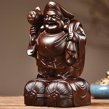 Amazon｜木彫り置物 開運 大黒天様像 木製仏像 黒檀 木彫り 大黒天様像