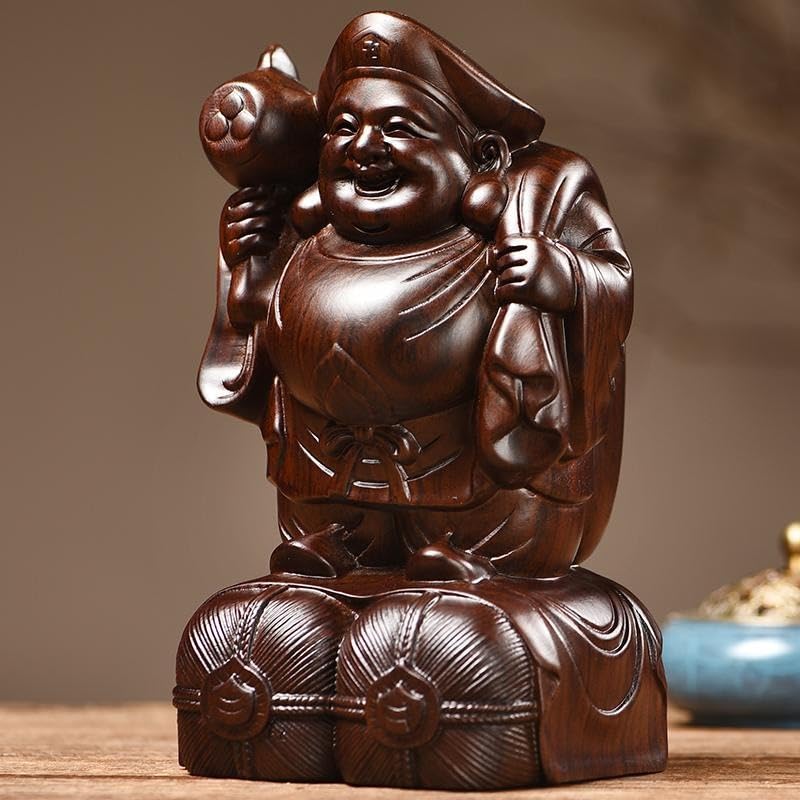 Amazon｜木彫り置物 開運 大黒天様像 木製仏像 黒檀 木彫り 大黒天様像